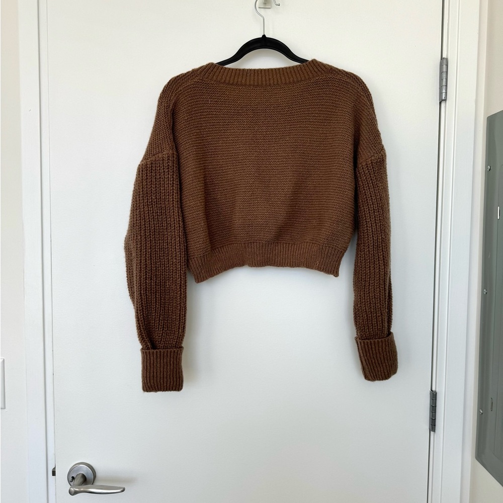 NWOT Brown cropped sweater - Picture 2 of 3